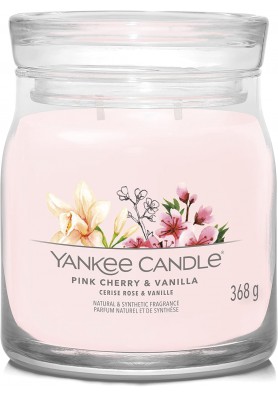 Ваниль и розовая вишня средняя свеча 368 грамм / Yankee Candle Signature Pink cherry vanilla